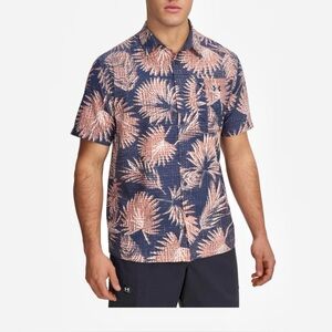 Men's Under Armour UPF 50 Dockside Short Sleeve Button-Down, Downpour Gray, XL